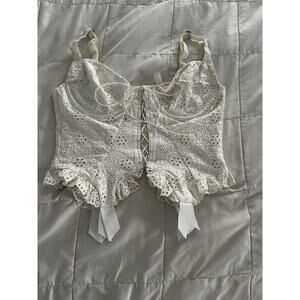 For Love and Lemons White Zip up Corset Top Women's size DD Small